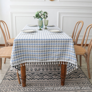 polyester and linen houndstooth thickened table cloth